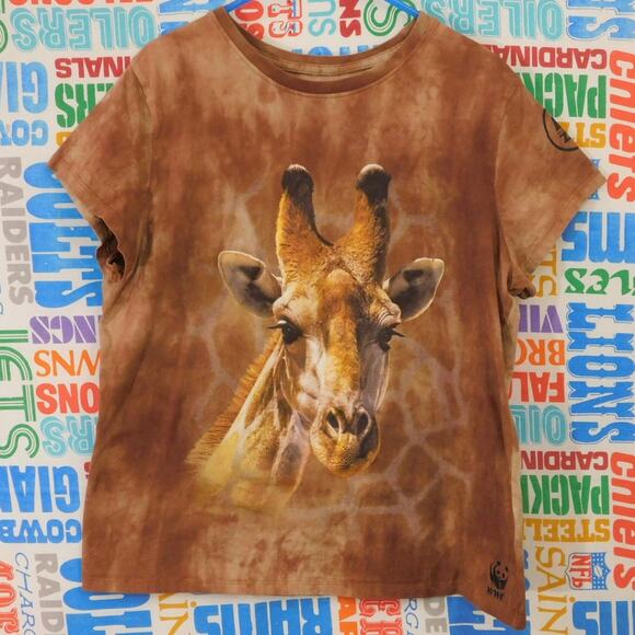 Kool Africa Memphis Zoo Giraffe T Shirt Size XL Womens Cut Brown WWF - Picture 1 of 6